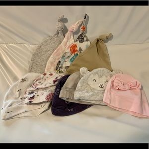 10 baby beanie hats bundle